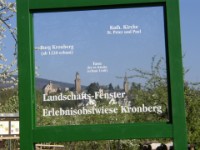 17.04.2003 P4170016  Blick durch das Landschaftsfenster auf die Kronberger Burg.